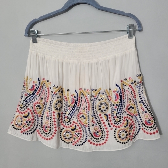 Ramy Brook White Embroidered Embellished Maelen Skirt NWT - Picture 9 of 14